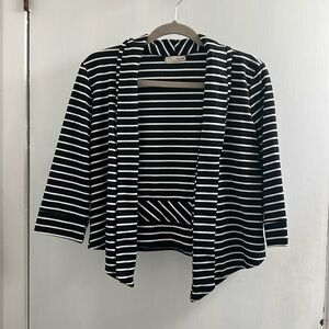 Myell black and white striped open cardigan